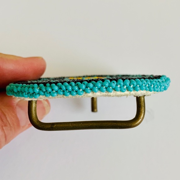Native American Belt Buckle Shoshone Beaded Hand